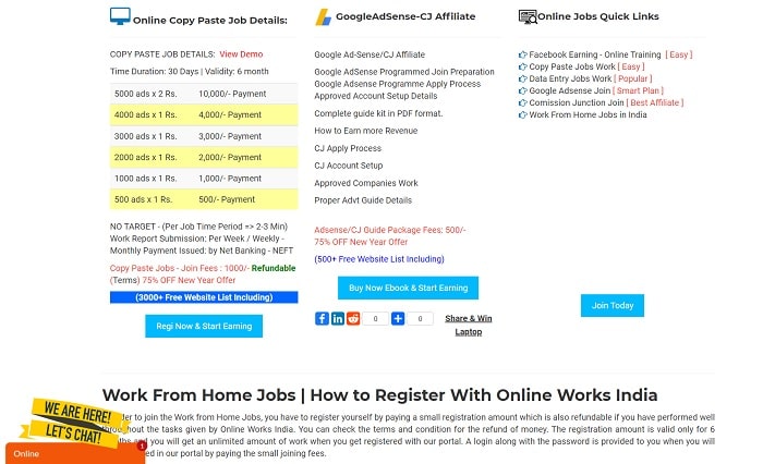 OnlineWorksIndia - Online copy paste job sites