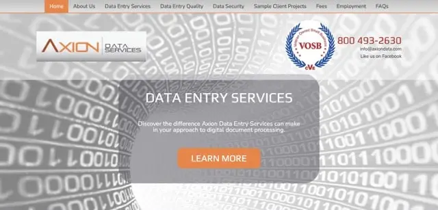 Axion Data Services offers contract-based data entry jobs only for United States residents. 
