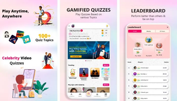 mChamp is a Video Trivia App and you can also watch videos, play quizzes, and earn money