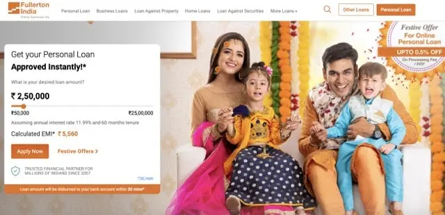 Fullerton India Website's Screenshot
