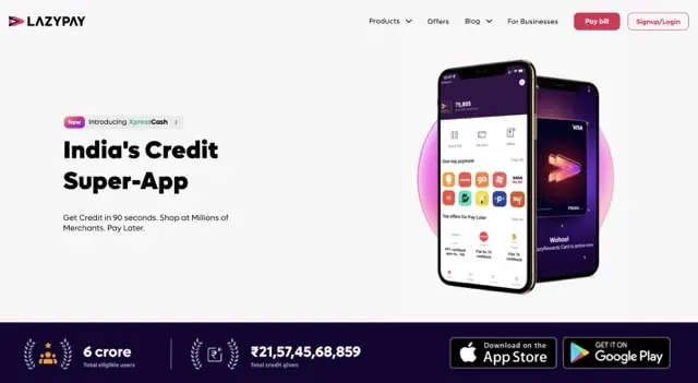 LazyPay Credit App Details